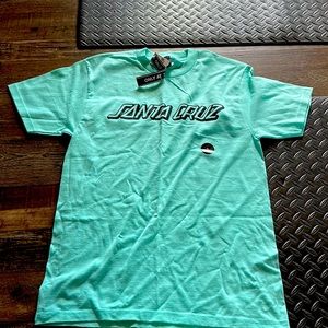 Tilly’s Santa Cruz T-shirt size small aqua with black writing
